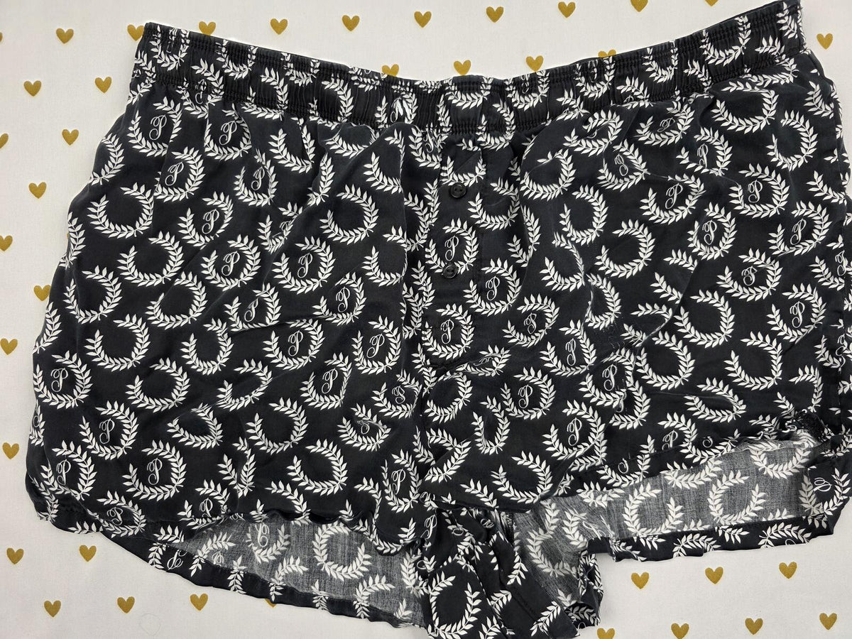 Victorias Secret PINK Black Crest Logo Medium Sleep Shorts Boxers Pajama Bottoms