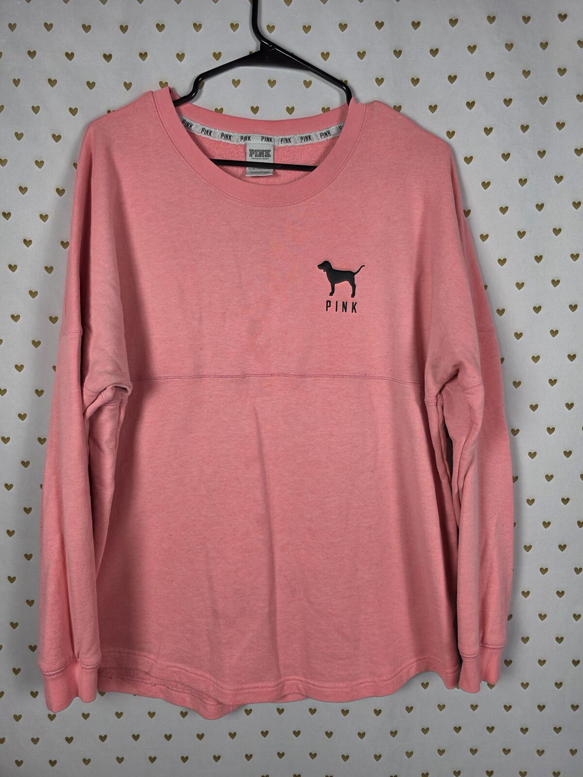 Victorias Secret Pink Cheetah Leopard Logo Sweater Shirt Large