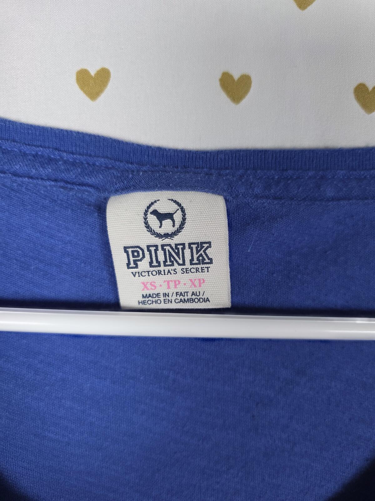 Victorias Secret PINK blue embroidered letter tee shirt vintage xs