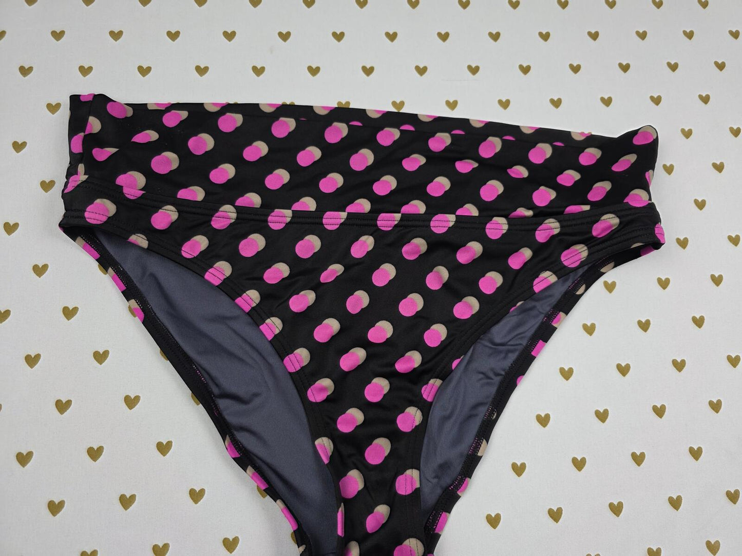 Victorias Secret Swim Polka Dot High Waist Swim Bottoms Bikini Black MEDIUM