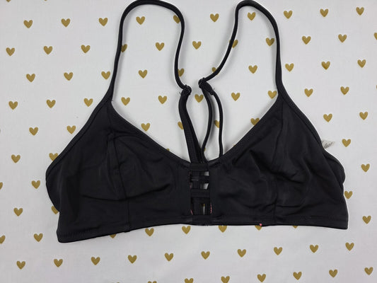 Victorias Secret PINK Black Strappy caged Swim Bikini Top Medium