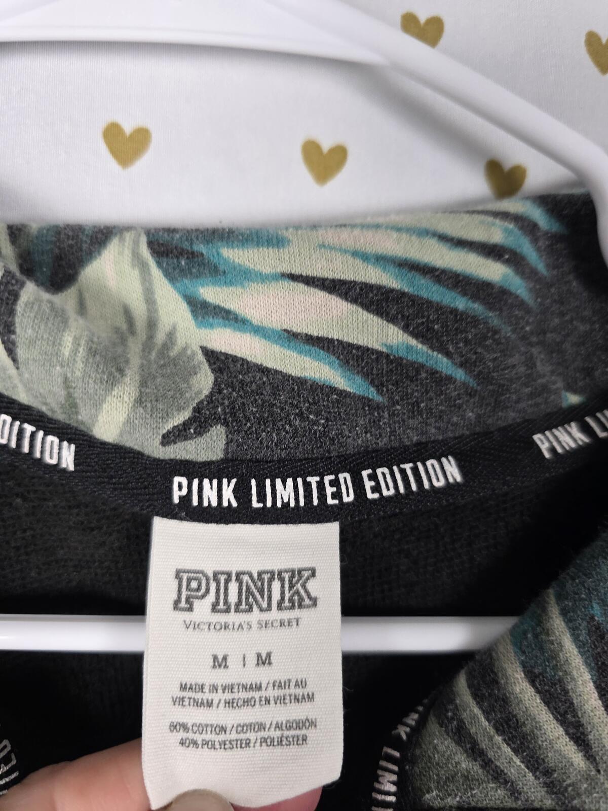 Victorias Secret Pink Hawaiian Limited Quarter Zip SET Sweatpants 2pc Palm SM M