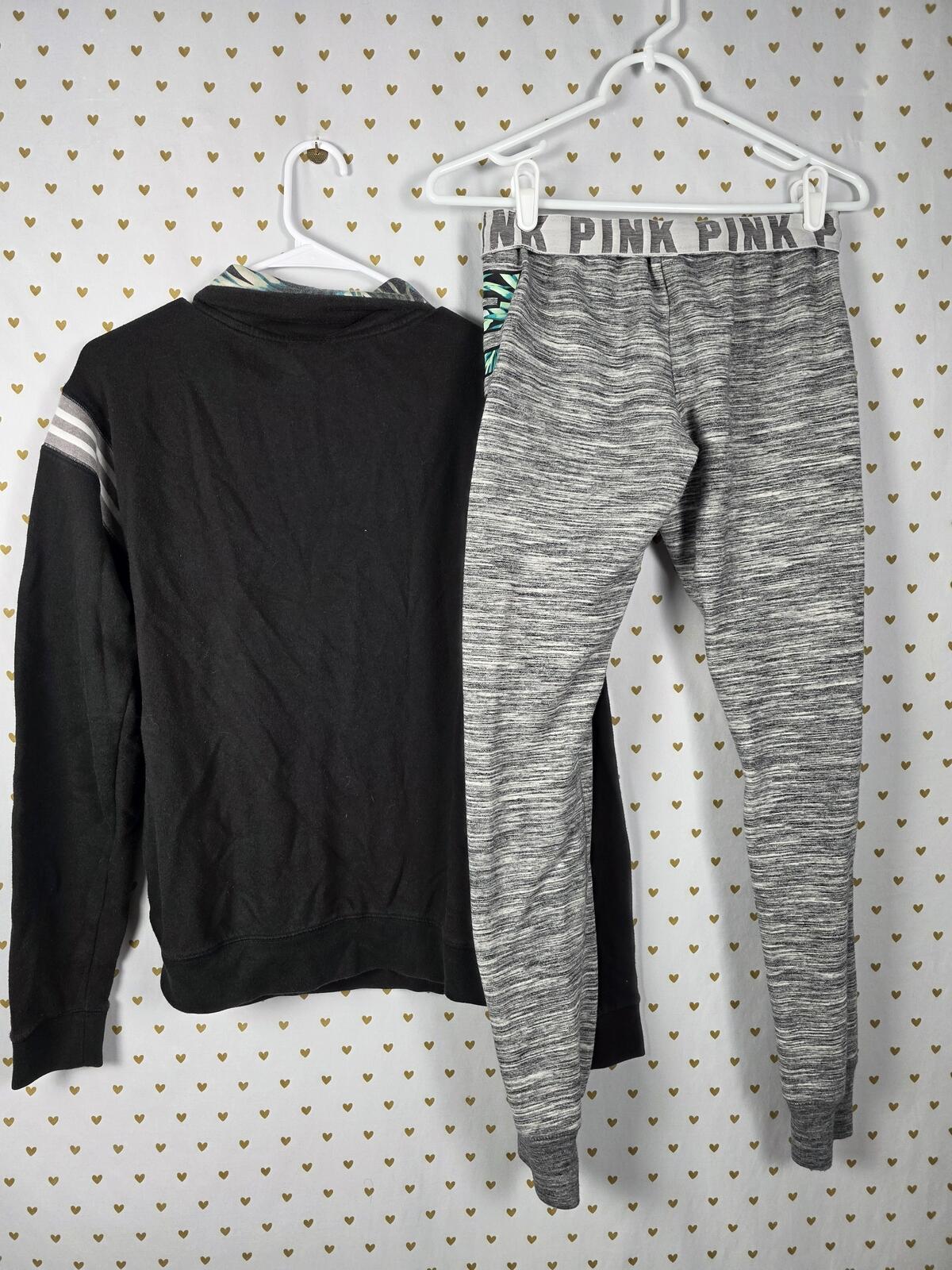 Victorias Secret Pink Hawaiian Limited Quarter Zip SET Sweatpants 2pc Palm SM M
