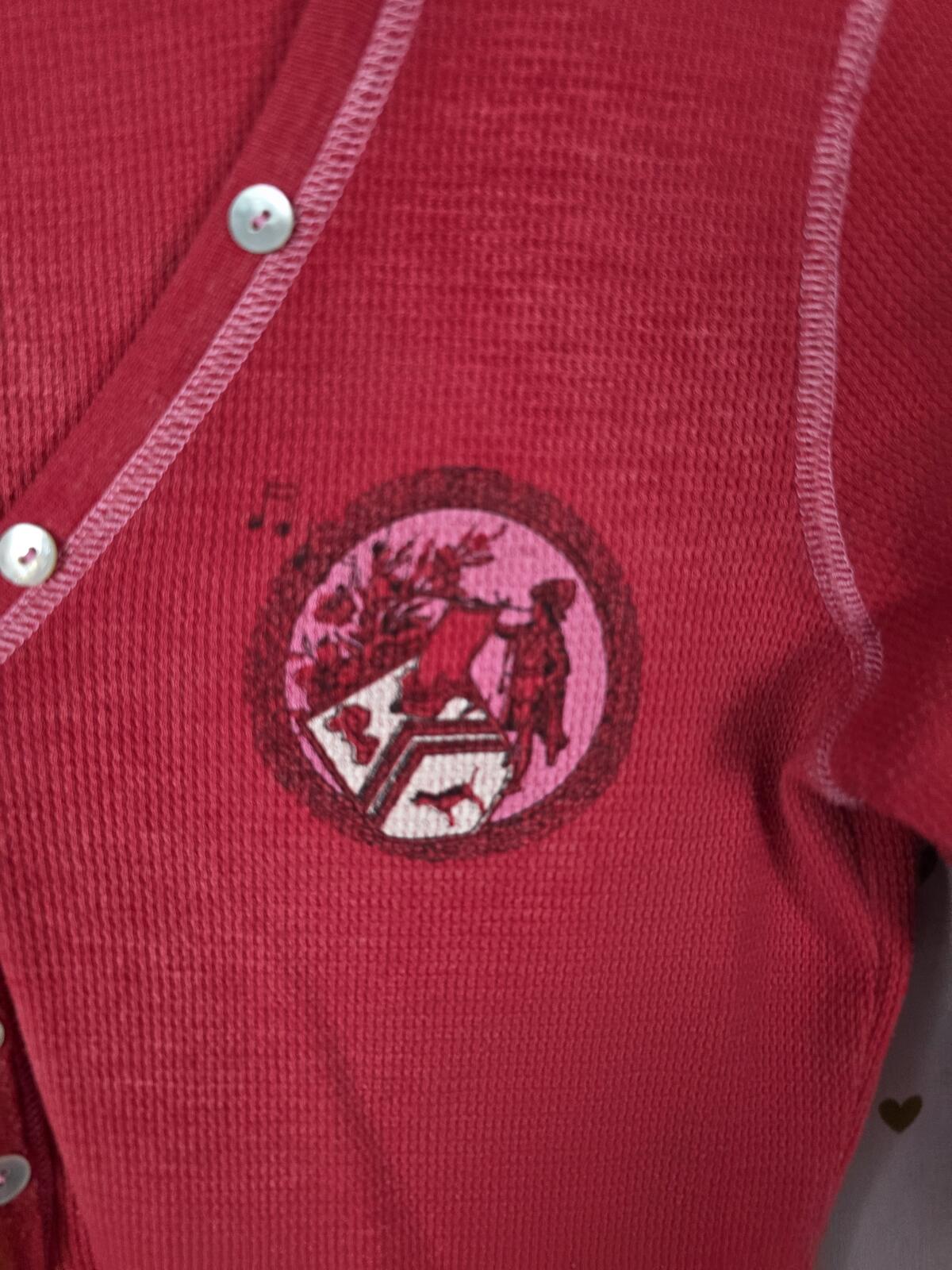 Vintage PINK Victoria's Secret Thermal Tunic Henley Mini Dress Crest SMALL