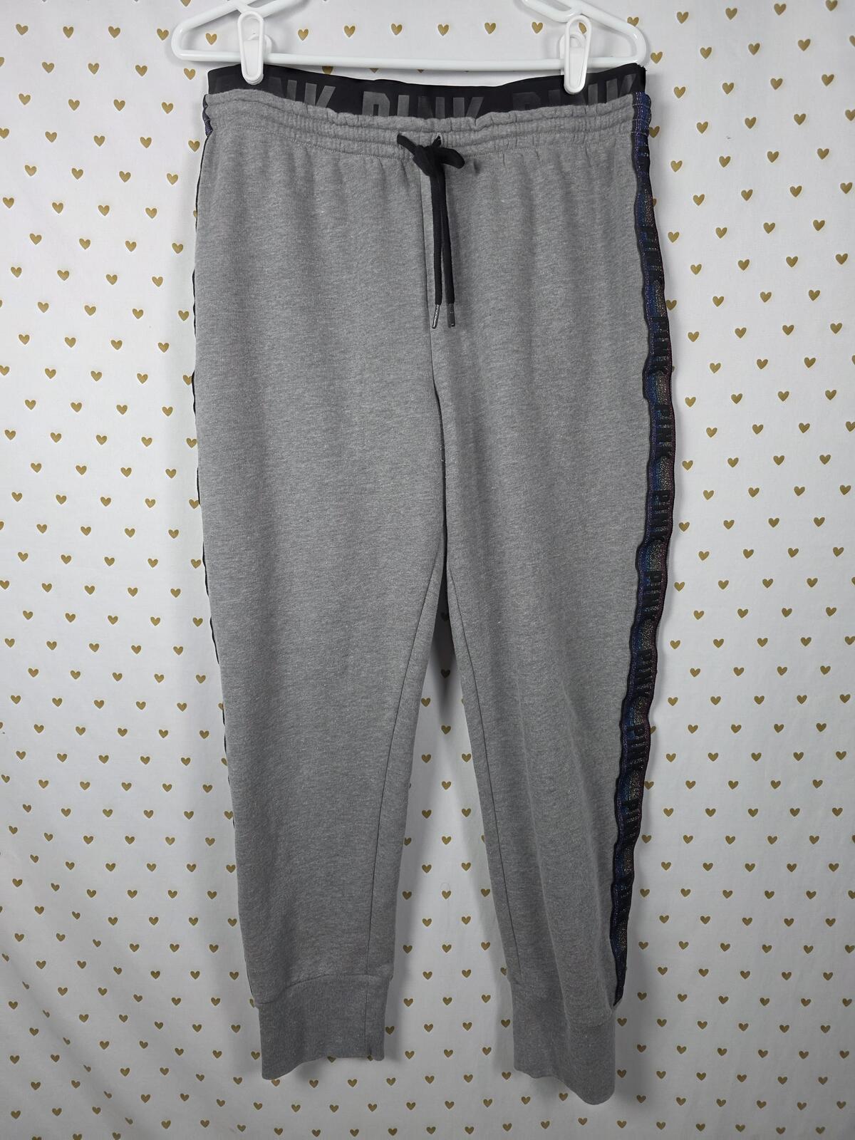 PINK Victoria's Secret Rainbow Logo Slouchy Jogger Set Gray Large