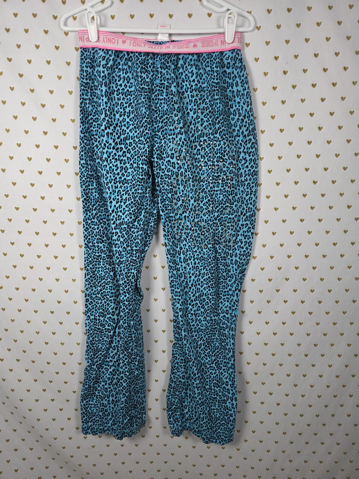 Victorias Secret PINK Vintage Y2k Blue Leopard Cheetah Sleep Pants Pajama Bottom