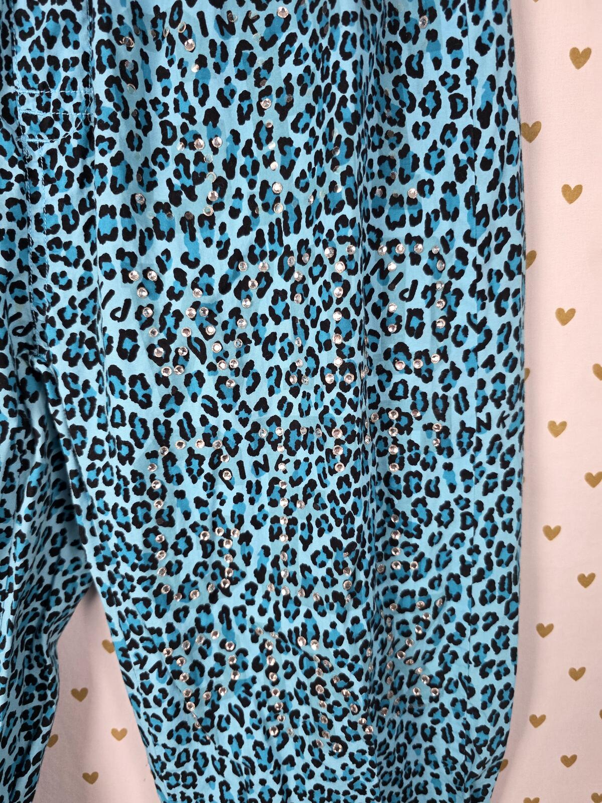Victorias Secret PINK Vintage Y2k Blue Leopard Cheetah Sleep Pants Pajama Bottom