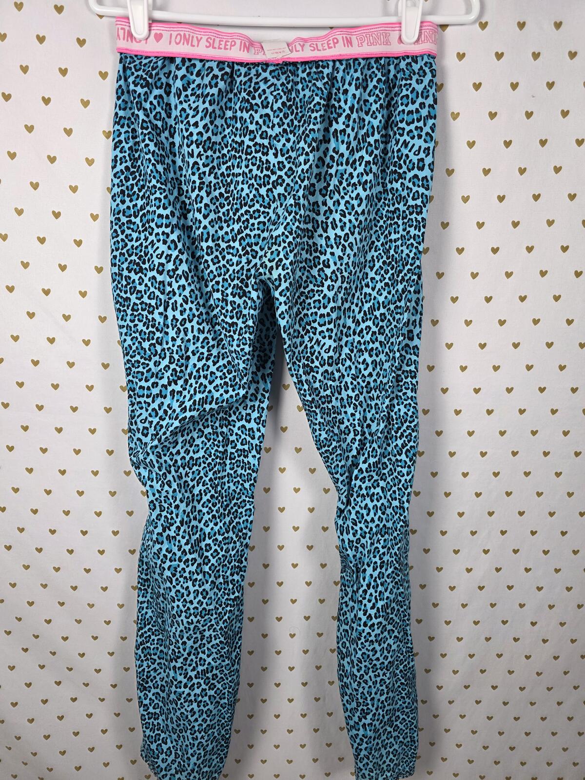 Victorias Secret PINK Vintage Y2k Blue Leopard Cheetah Sleep Pants Pajama Bottom