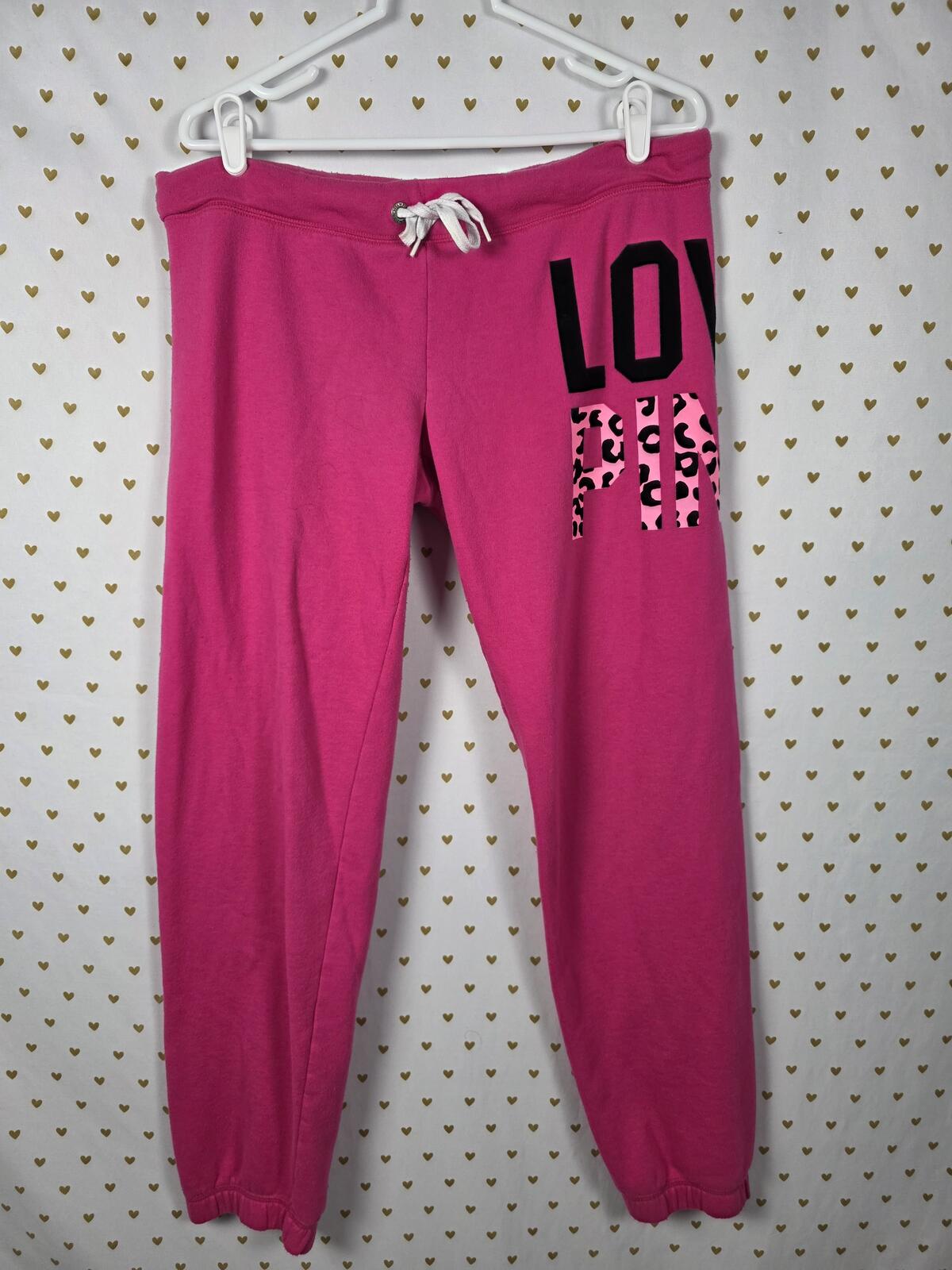 Victorias Secret PINK HTF Leopard Cheetah Print Logo Sweats Sweatpants Y2k