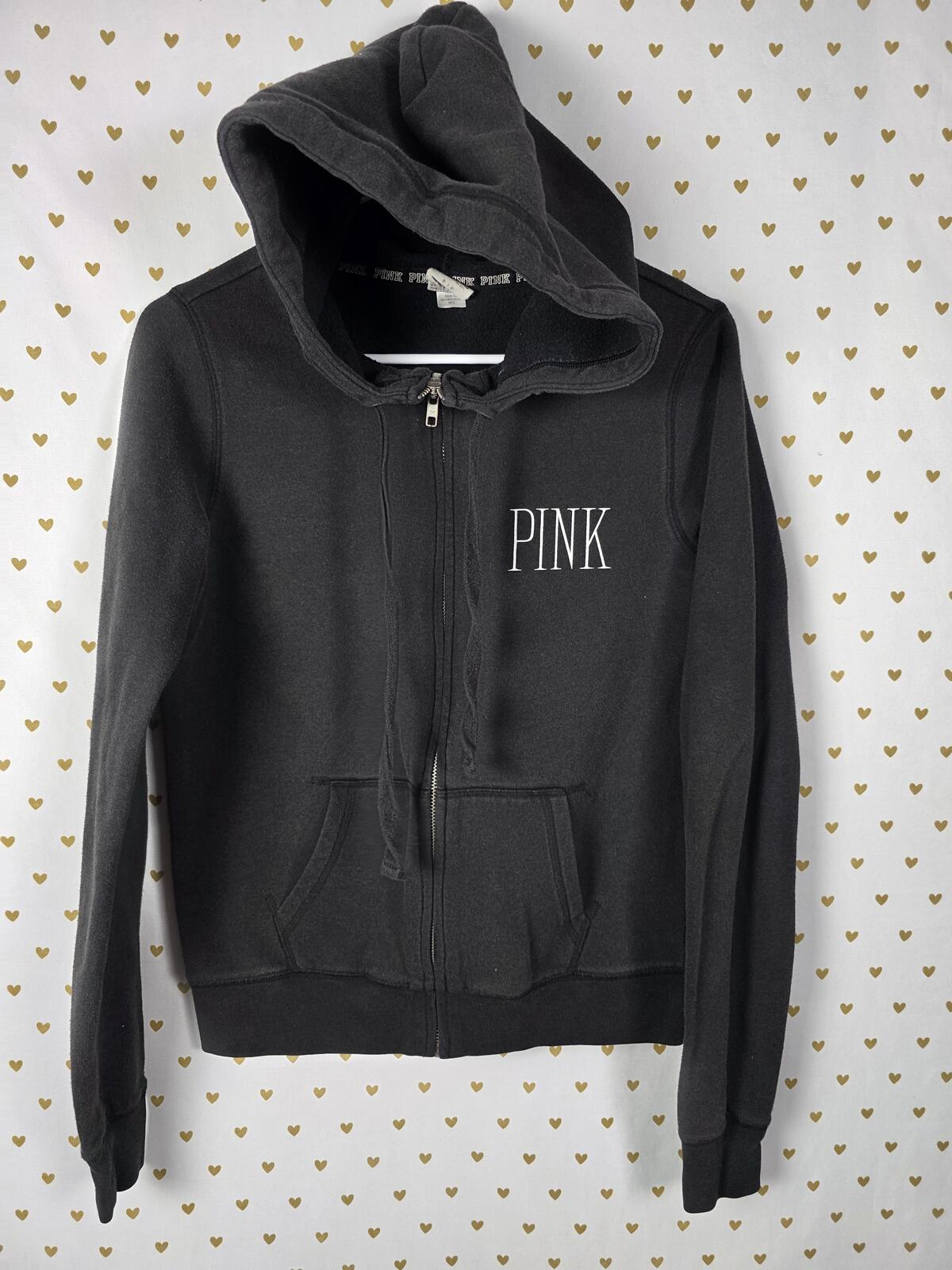 Victorias Secret Pink Leopard cheetah Logo Full zip Hoodie jacket SMALL