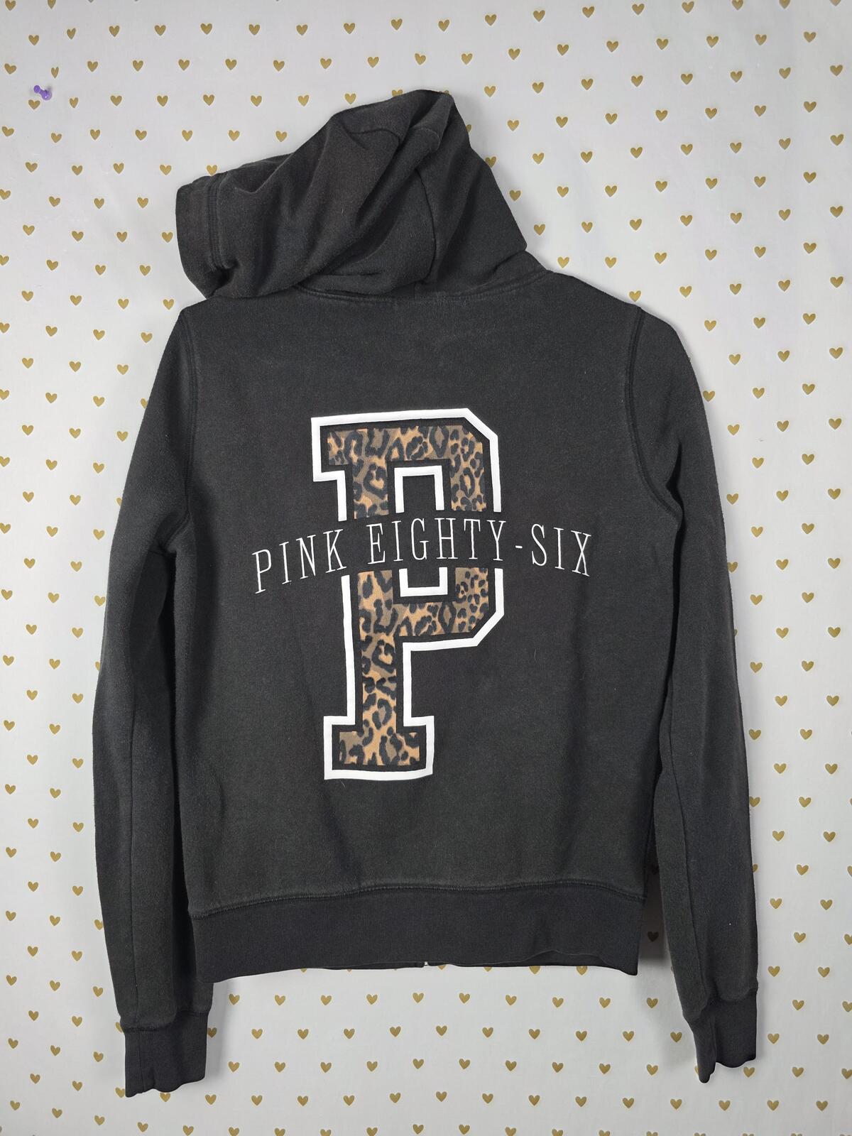 Victorias Secret Pink Leopard cheetah Logo Full zip Hoodie jacket SMALL