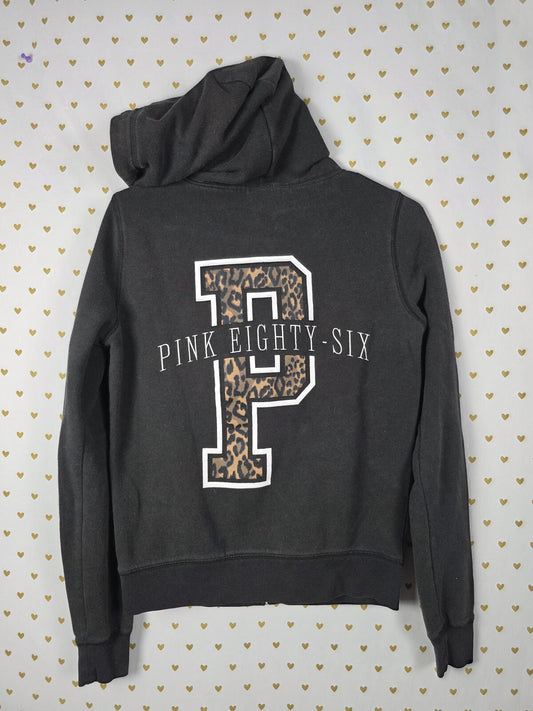 Victorias Secret Pink Leopard cheetah Logo Full zip Hoodie jacket SMALL
