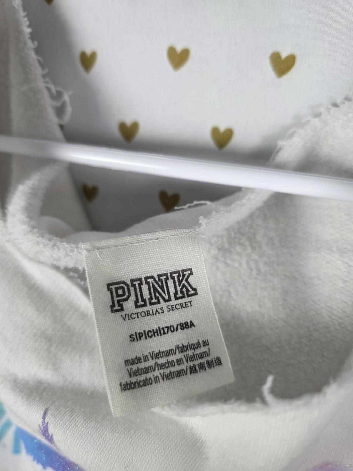 Victorias Secret Pink BLING GLitter Palm Slouchy Sweater Yoga Pant SET outfit SM