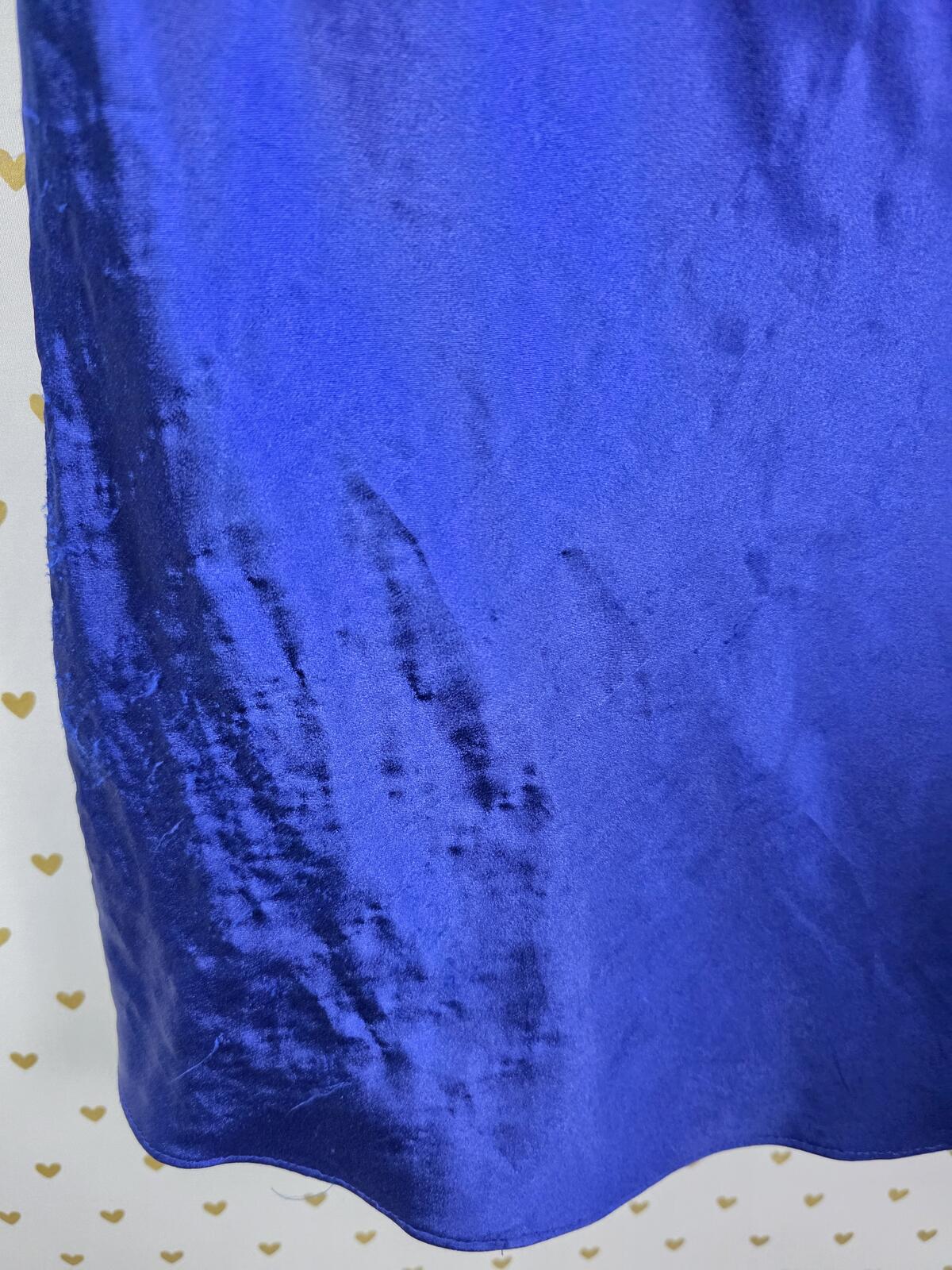 Victorias Secret Blue Satin Silky Slip Dress Nightie Lingerie LARGE