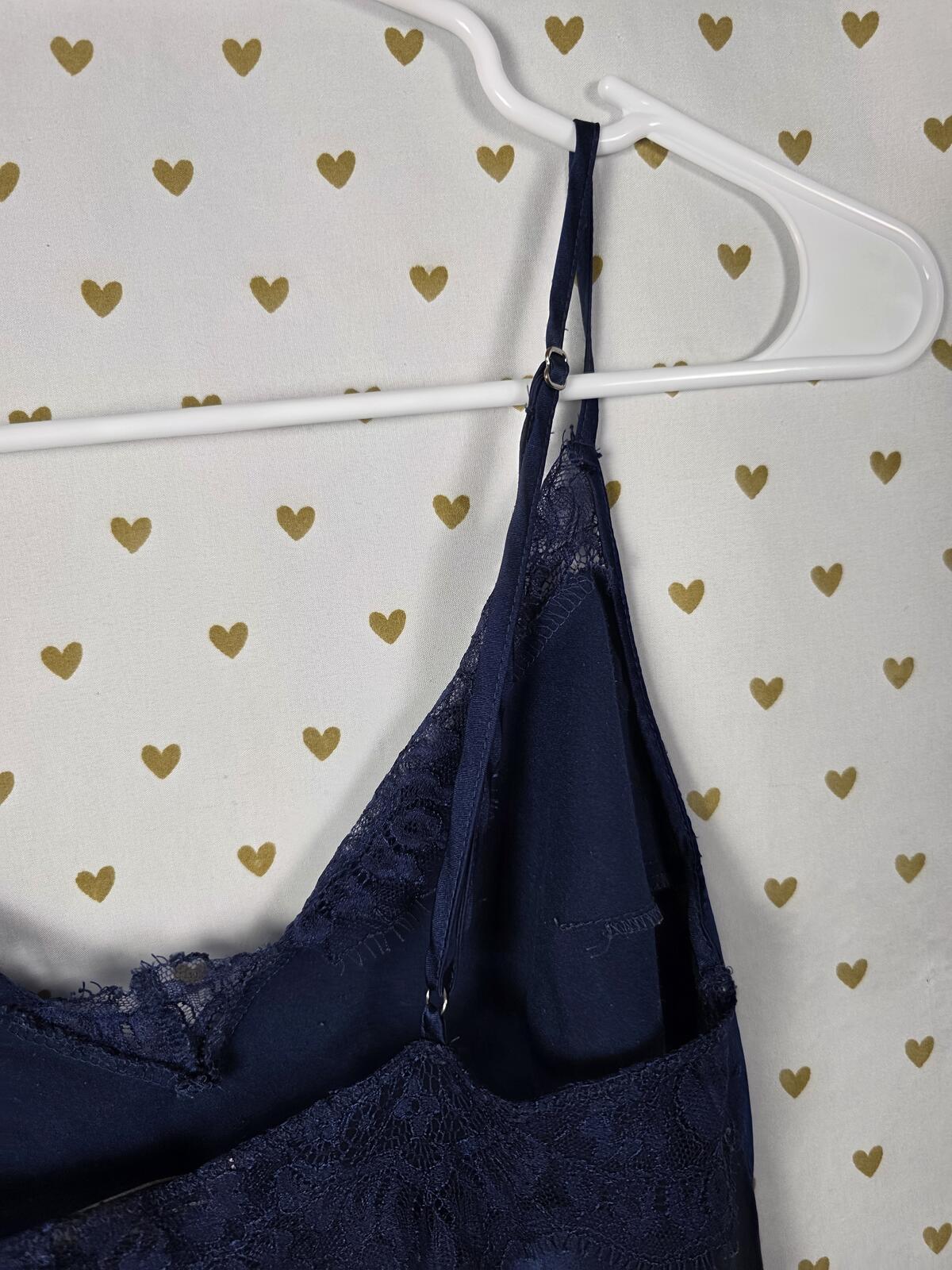 Victorias Secret Blue Satin Medium Slip Dress Nightie Lingerie