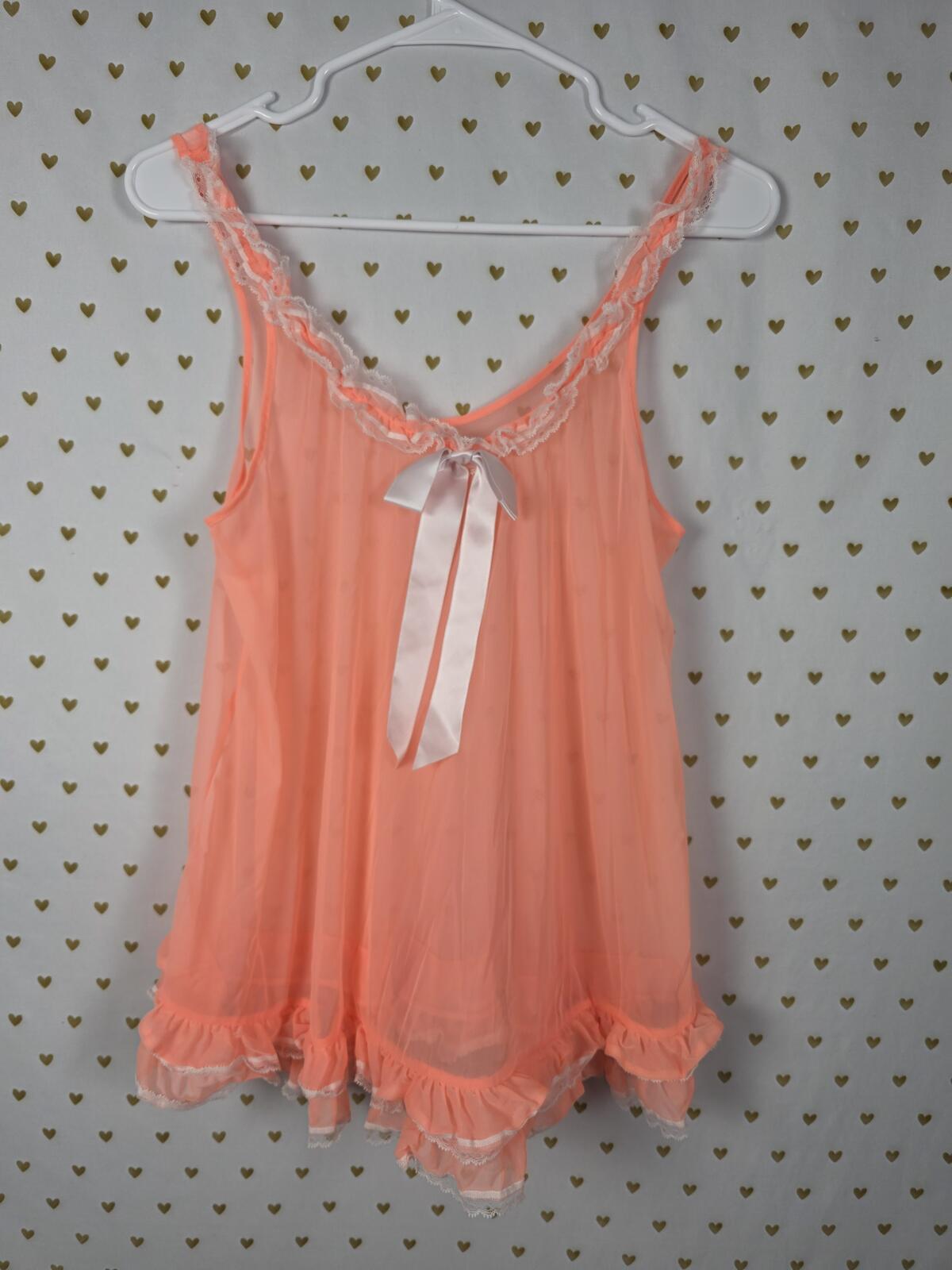 Victorias Secret Neon Sabrina Carpenter Style Babydoll Nightie Small Sheer