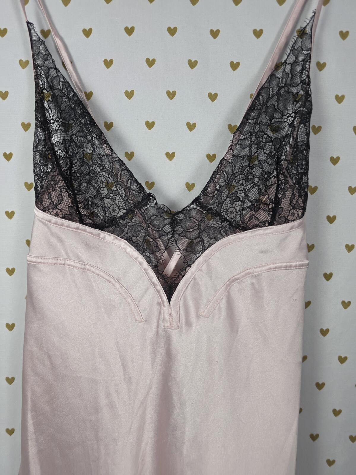 Victorias Secret Small Pink Satin Slip Dress Nightie Lingerie Cross back