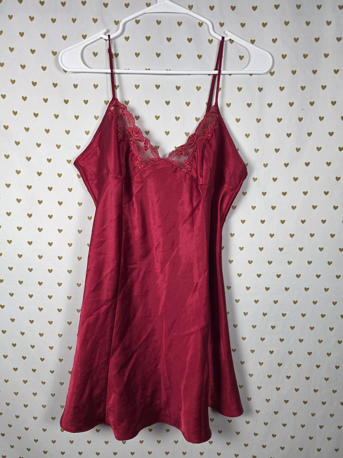 Victorias Secret Red Large Tie Back Satin Slip Dress Nightie Lingerie Nightie