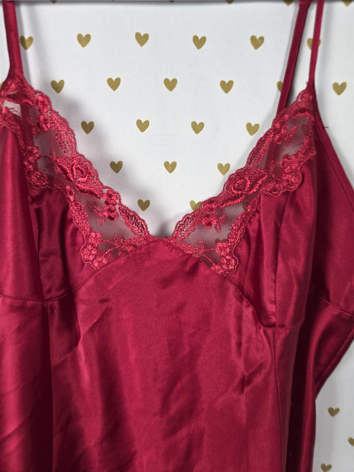 Victorias Secret Red Large Tie Back Satin Slip Dress Nightie Lingerie Nightie