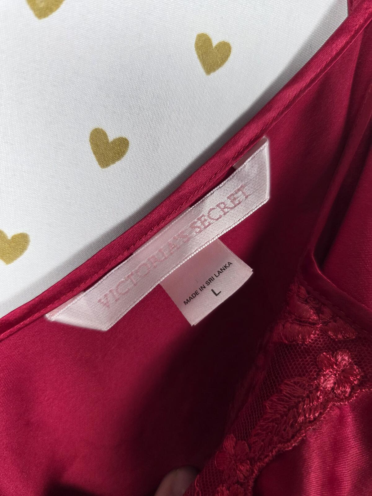 Victorias Secret Red Large Tie Back Satin Slip Dress Nightie Lingerie Nightie