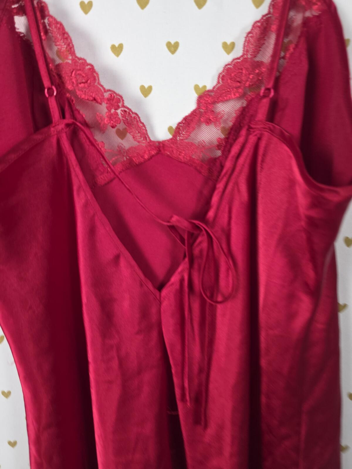 Victorias Secret Red Large Tie Back Satin Slip Dress Nightie Lingerie Nightie