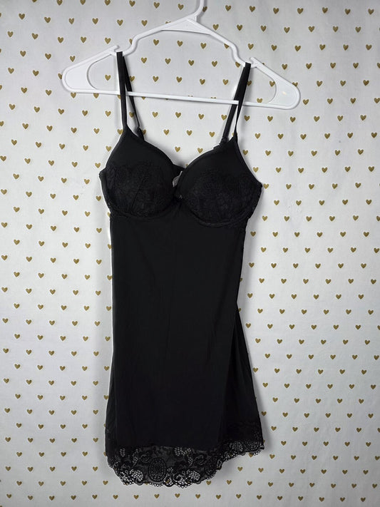 Victorias Secret Black Underwires Push Up Lingerie Slip Dress 34C