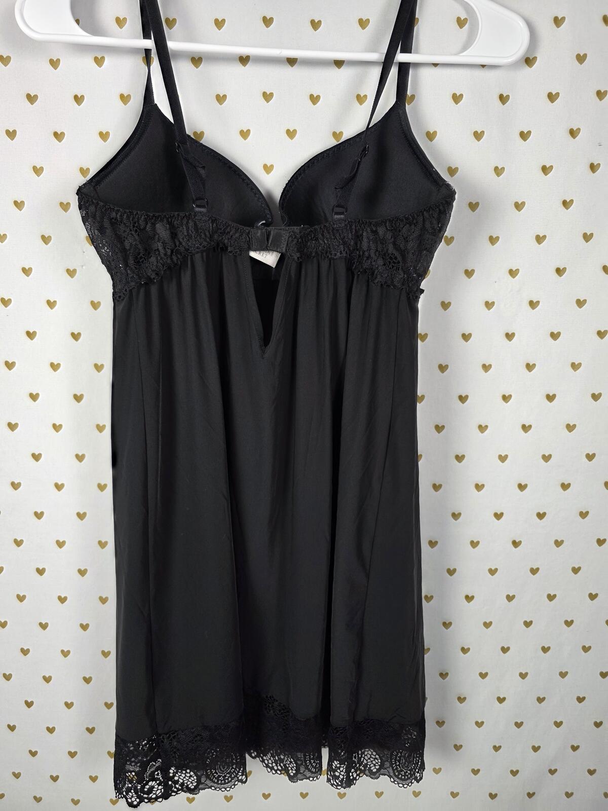 Victorias Secret Black Underwires Push Up Lingerie Slip Dress 34C