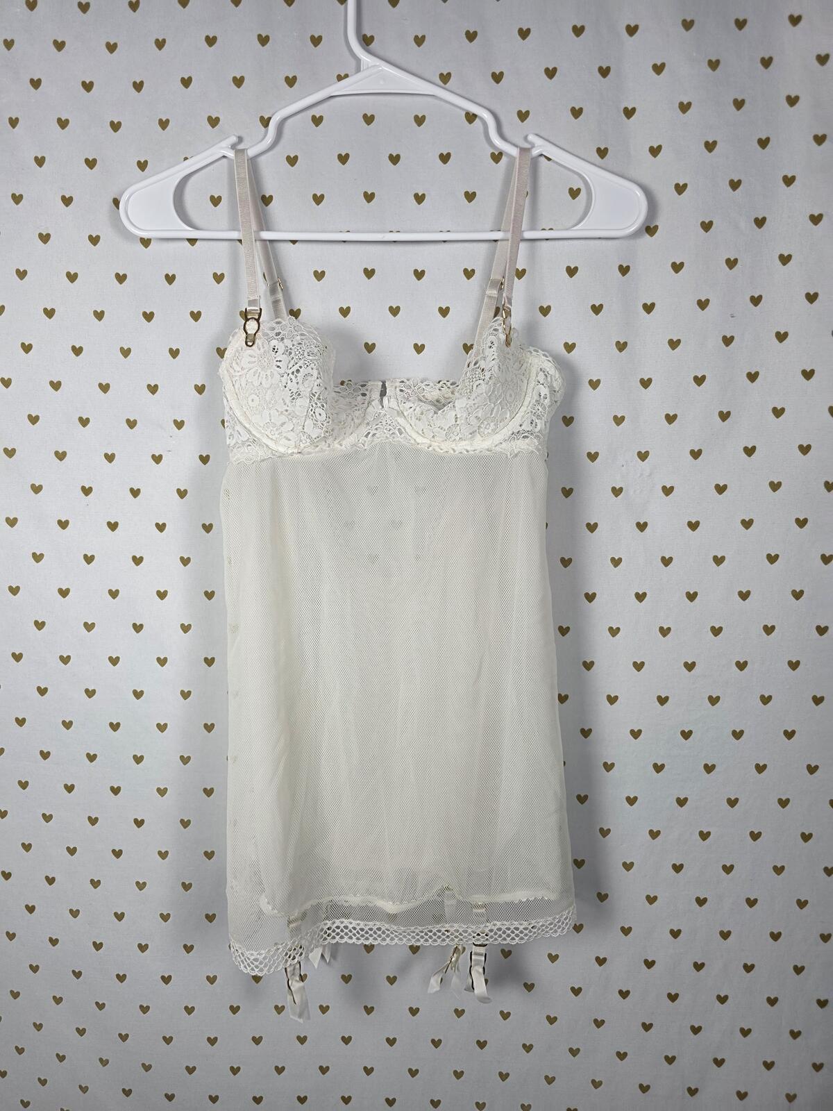 Victorias Secret White Sexy Garter Push Up Lingerie Vintage Very Sexy SMALL