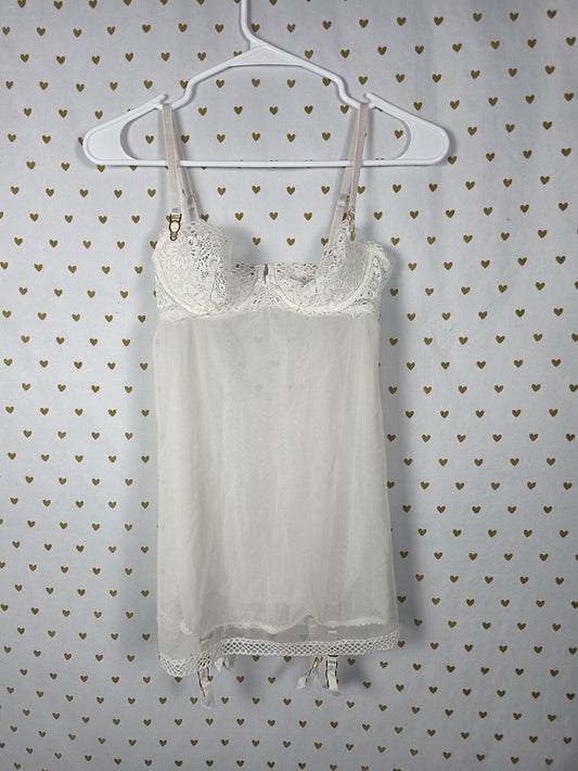 Victorias Secret White Sexy Garter Push Up Lingerie Vintage Very Sexy SMALL