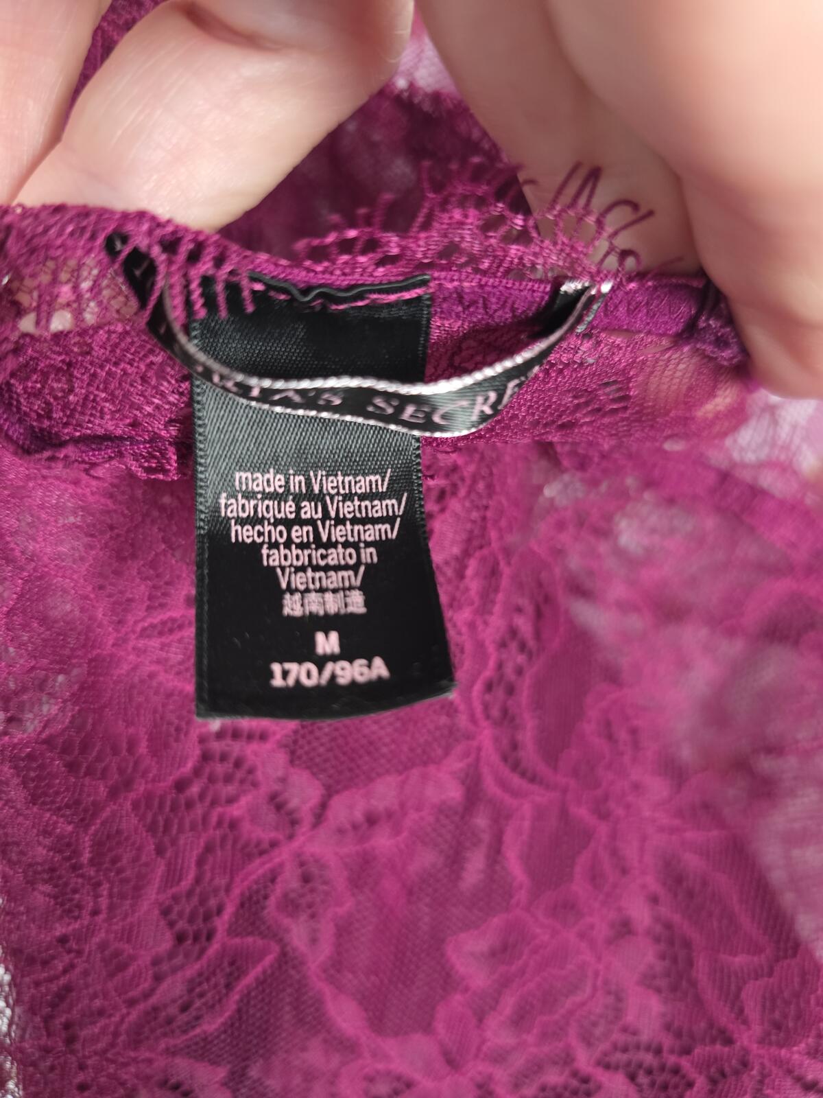 Victorias Secret maroon Satin Slip Dress Lace Accent Nightie Lingerie Strappy M