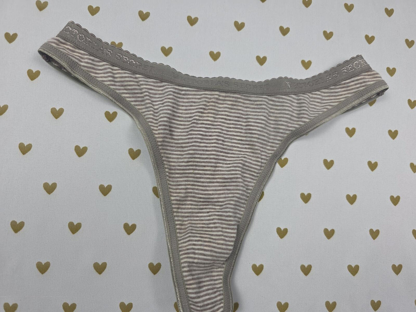 Victorias Secret NEW NWT Striped  100% Cotton Vintage Low Rise THONG Small