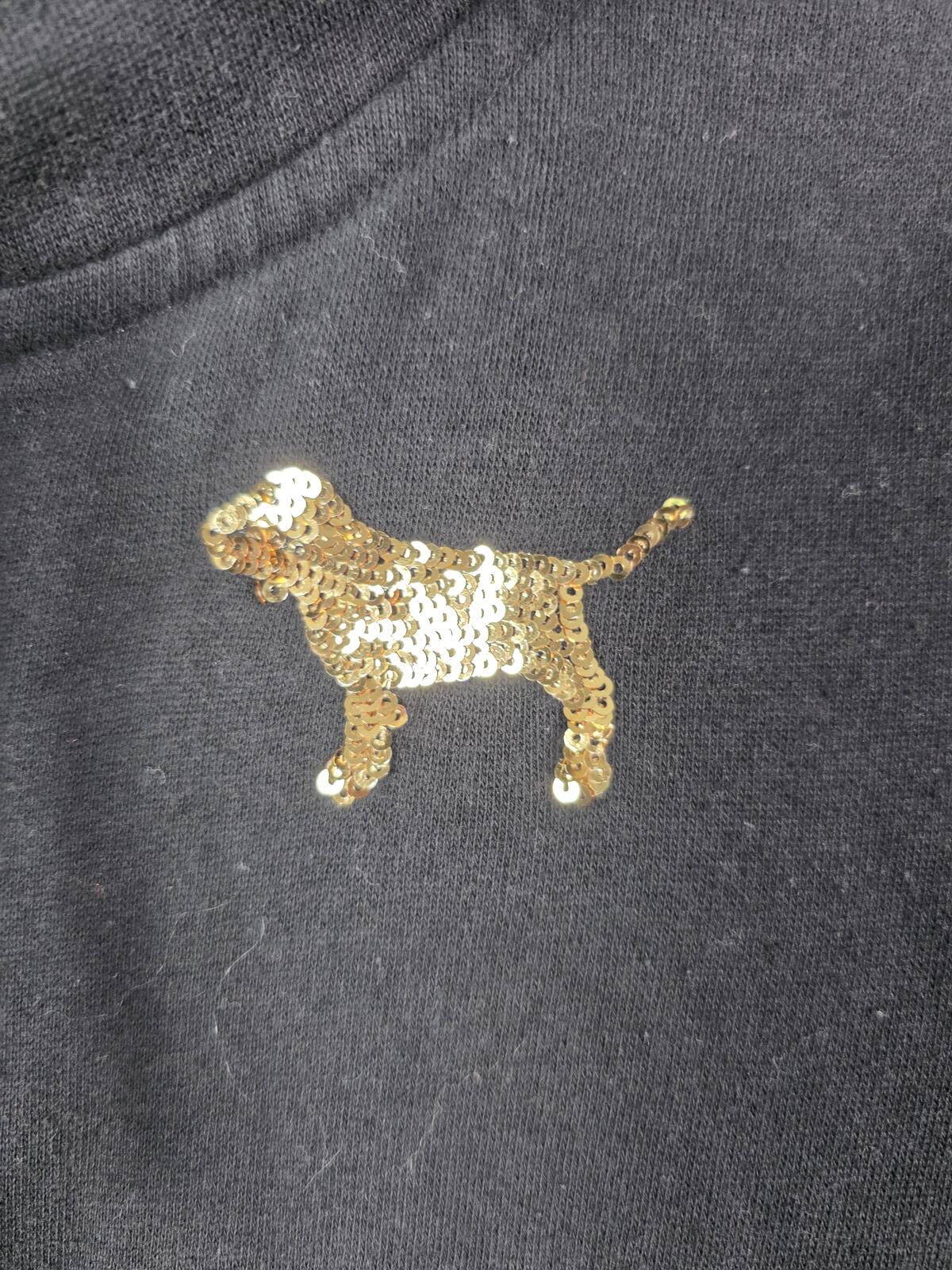 Victorias Secret Pink Gold Bling Sequined LOVE Hoodie Jacket XS