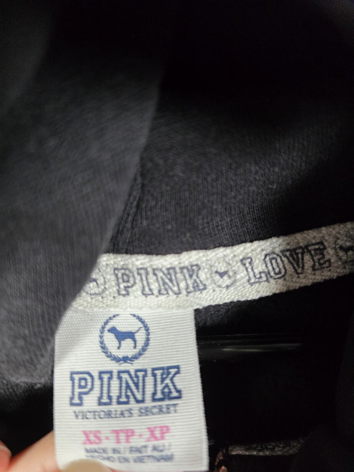 Victorias Secret Pink Gold Bling Sequined LOVE Hoodie Jacket XS