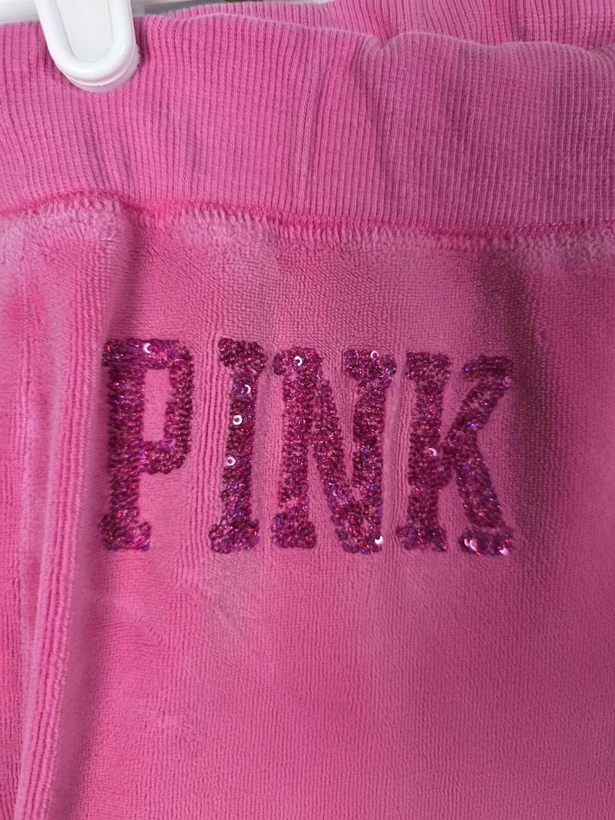Victorias Secret PINK Velour Vintage Y2k Bling Pocket Sweats Flared y2k SMALL