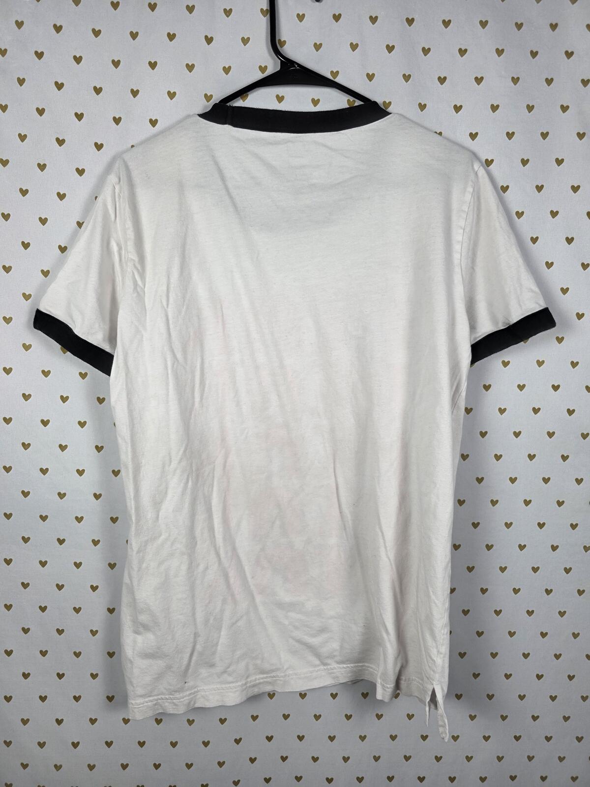 Victorias Secret PINK Ringer Rainbow Logo Tee Shirt MEDIUM