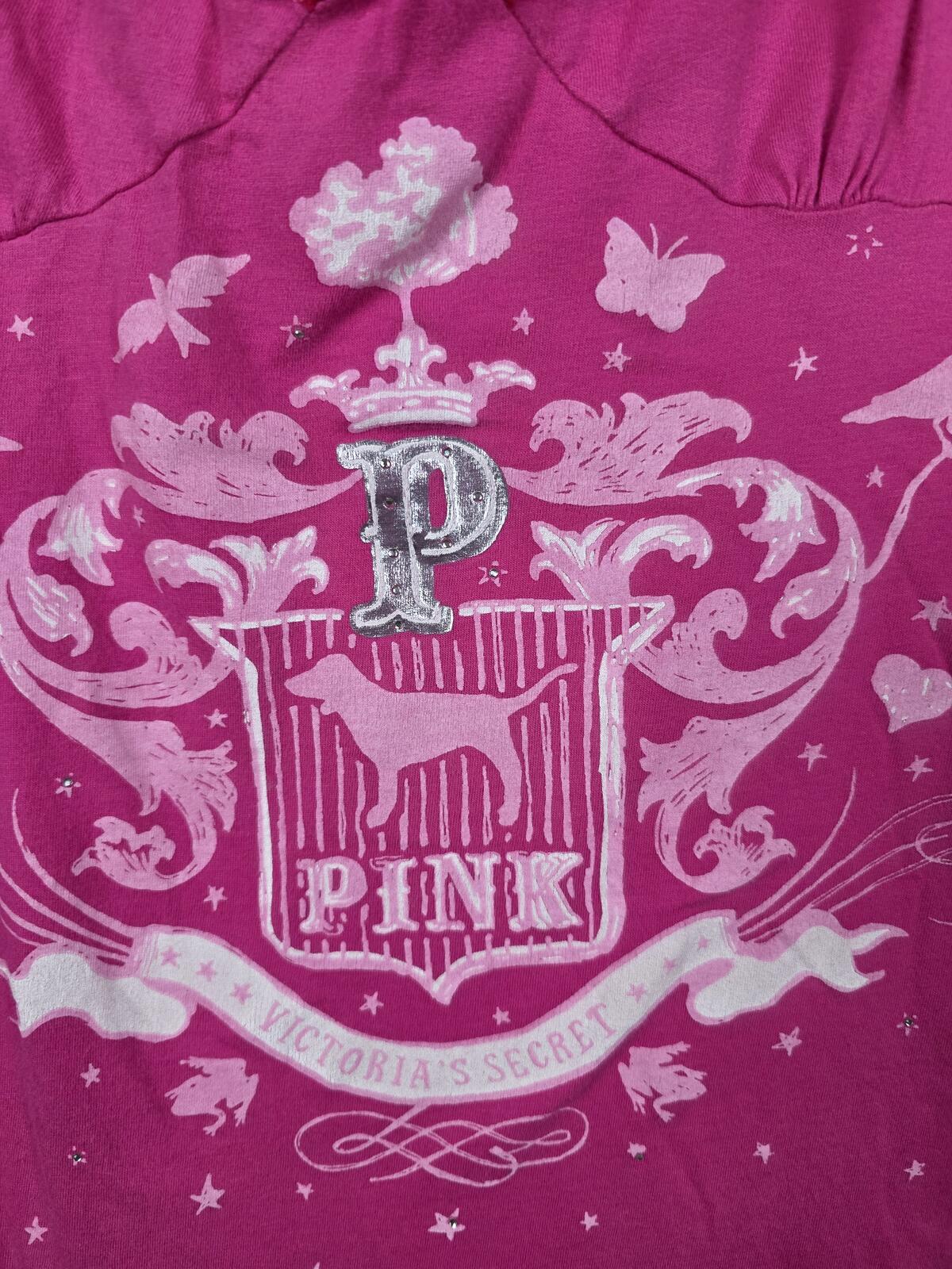 Vintage Victoria's Secret PINK Tank Dress HTF Bling Lace Crest Graphic Y2K M