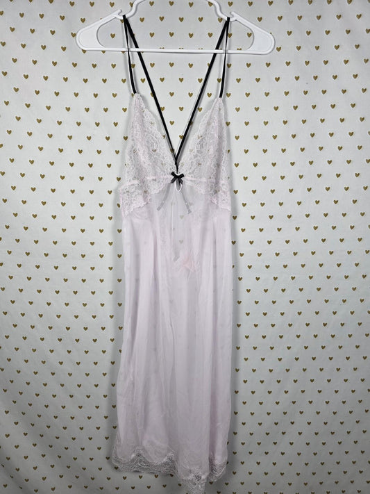 Victorias Secret Sheer Sexy Strappy Cross back nightie lingerie Blush large