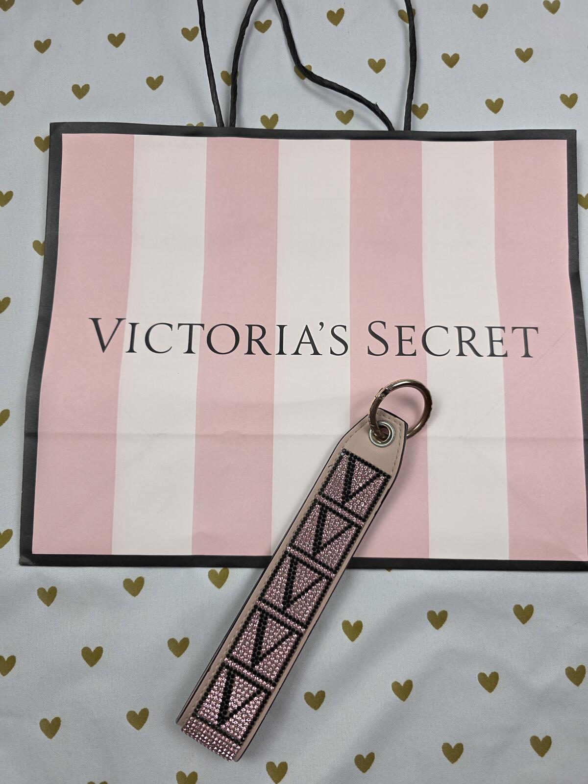 Victorias Secret Bling Wristlet Keychain Strap Rhinestone Logo