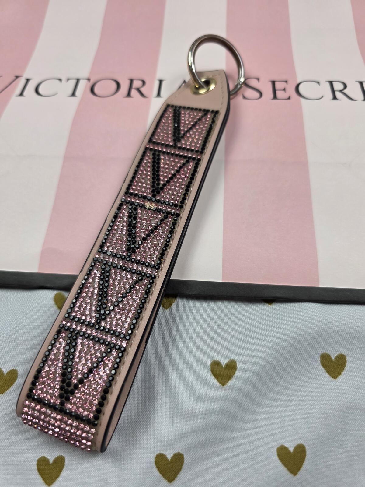 Victorias Secret Bling Wristlet Keychain Strap Rhinestone Logo
