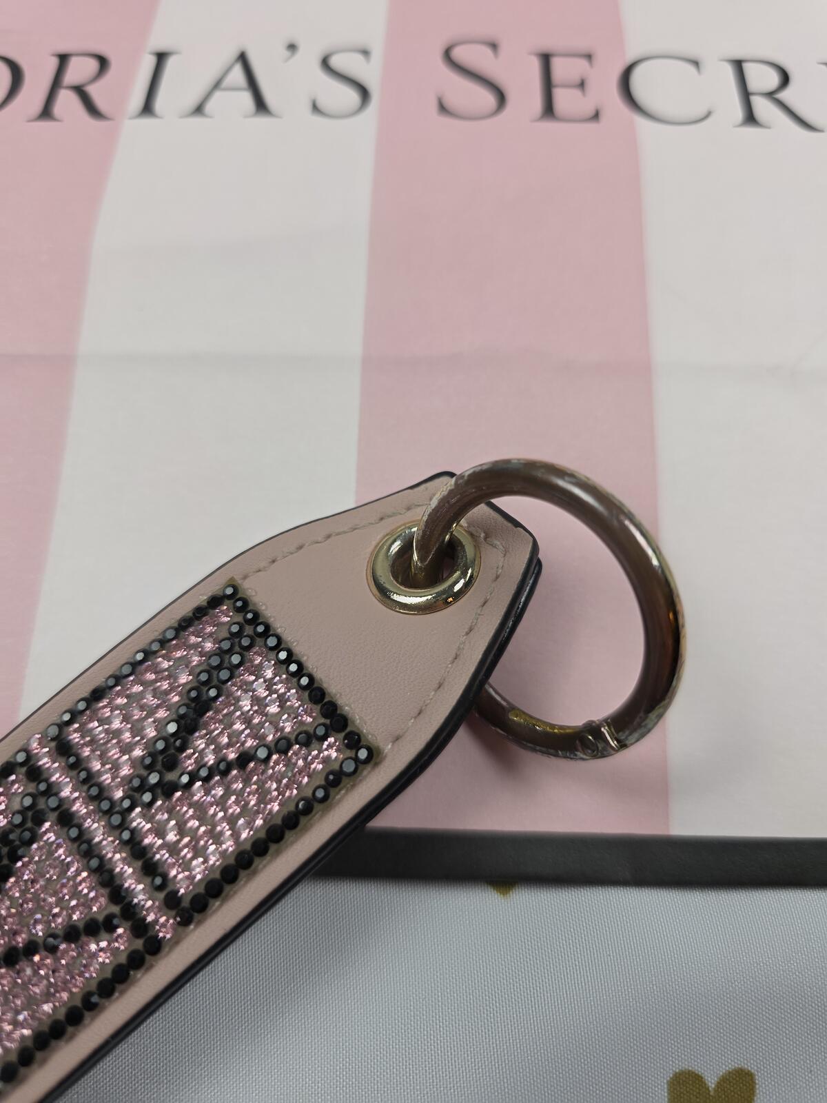 Victorias Secret Bling Wristlet Keychain Strap Rhinestone Logo