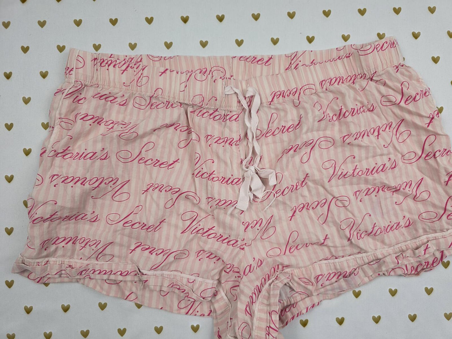 Victorias Secret PINK Logo Striped Medium Sleep Shorts Boxers Pajama Bottoms