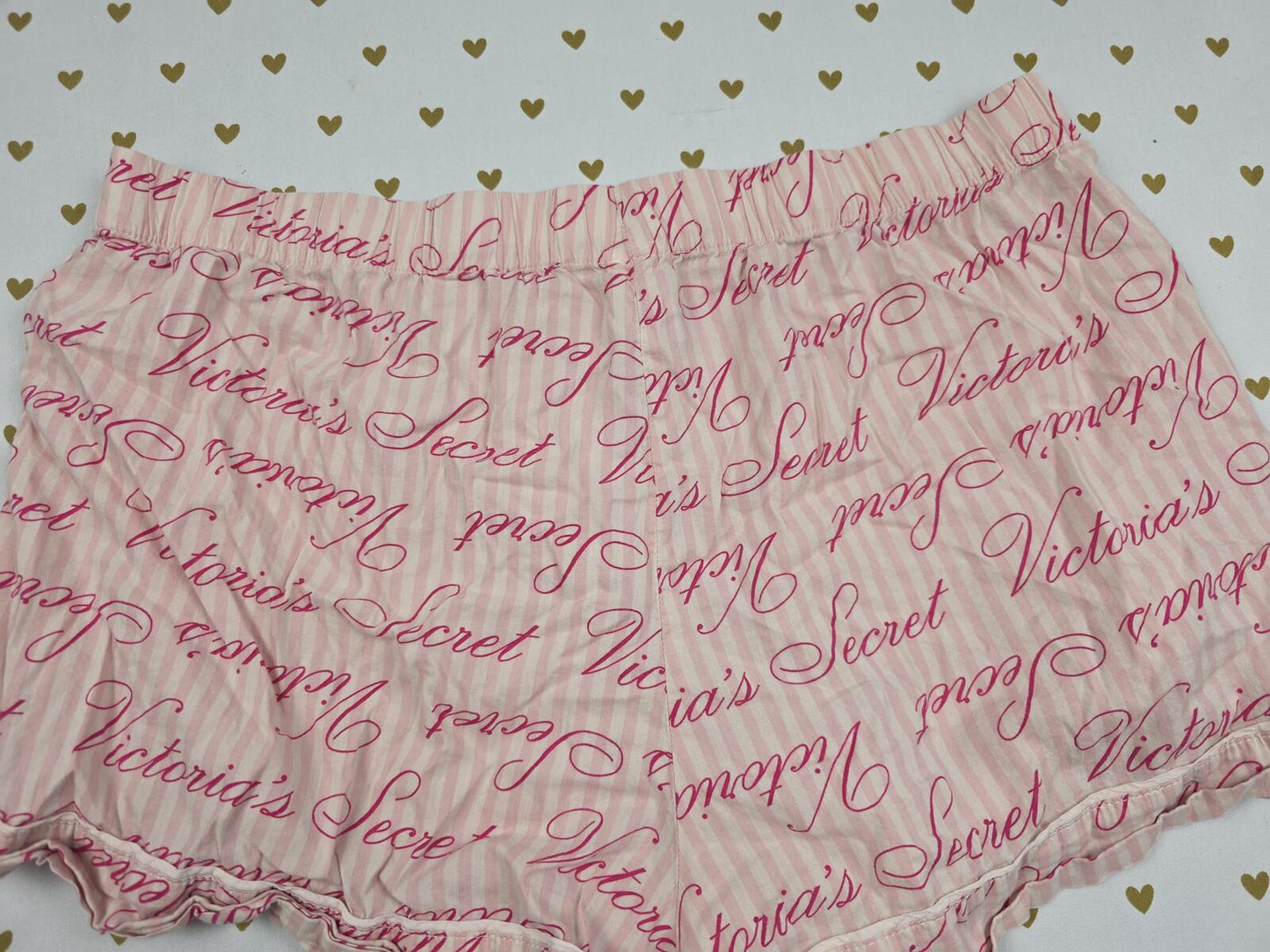 Victorias Secret PINK Logo Striped Medium Sleep Shorts Boxers Pajama Bottoms