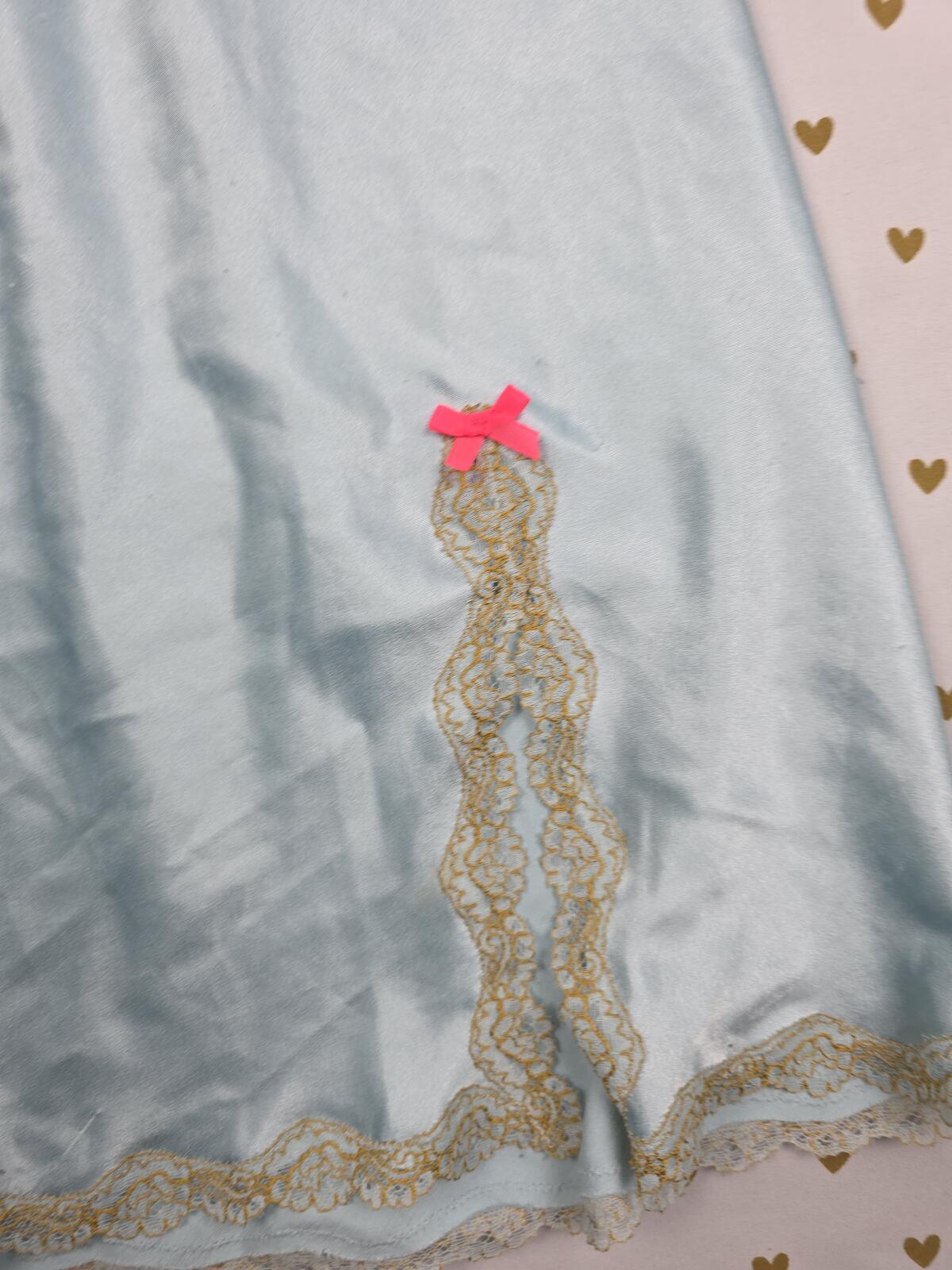 Victorias Secret light Blue Satin Slilp Dress Nightie Lingerie SMALL Blue
