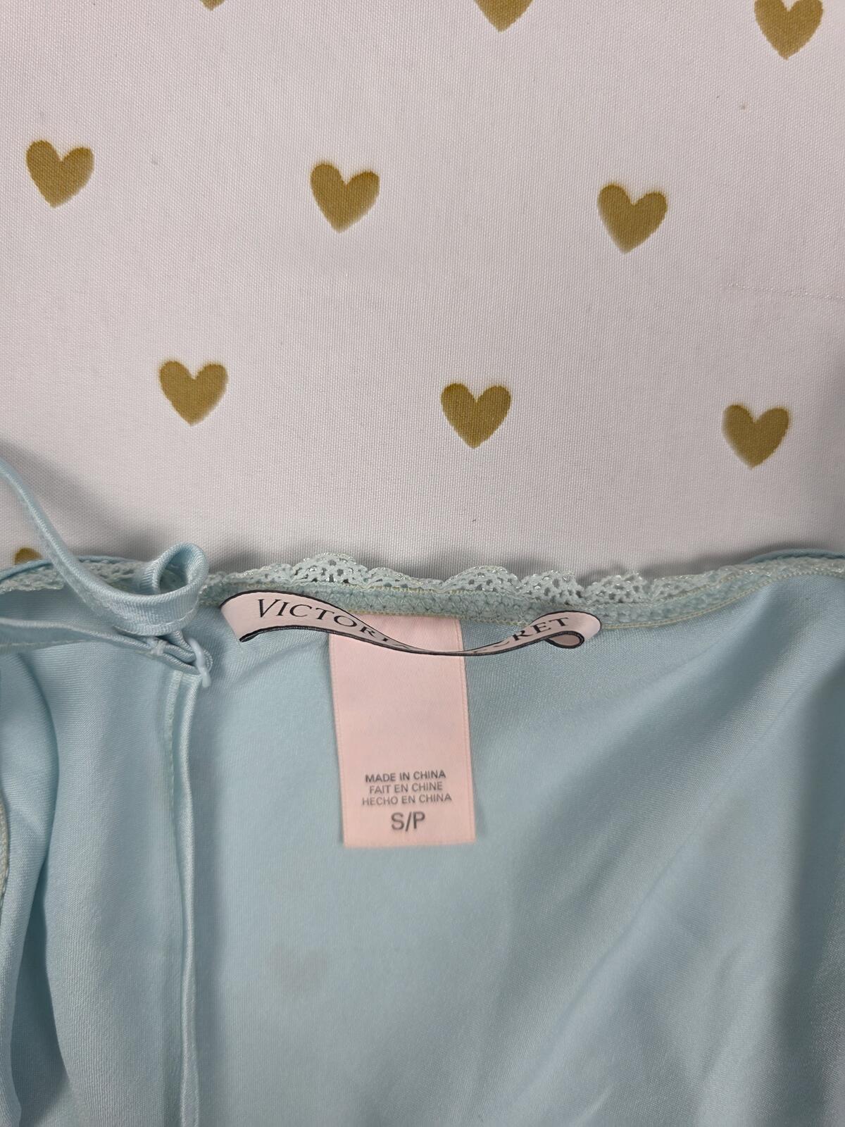 Victorias Secret light Blue Satin Slilp Dress Nightie Lingerie SMALL Blue