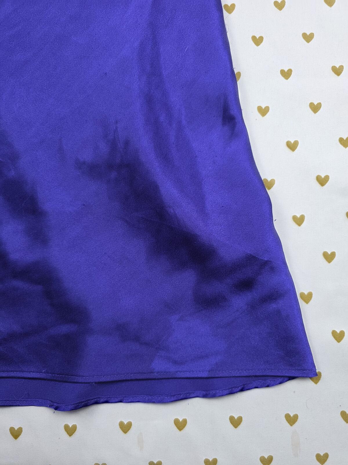 Victorias Secret Purple Blue strappy Satin Slip Dress Nightie MEDIUM