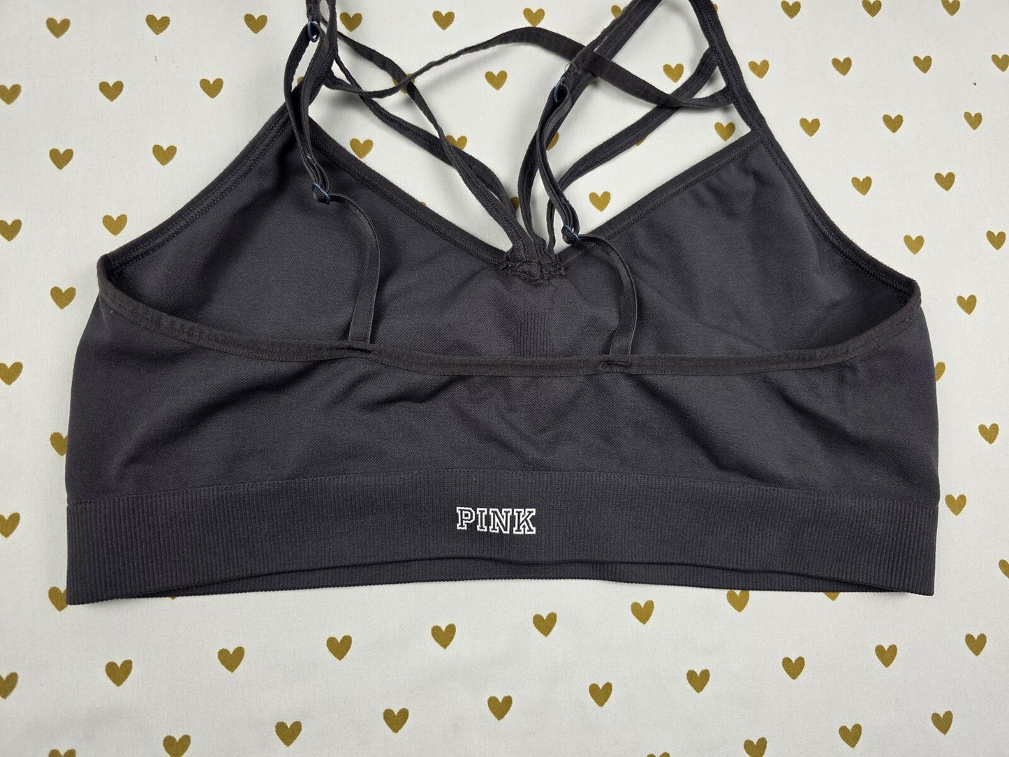 Victorias Secret Pink Grey Stretchy Sports Bra Large Bralette Bra Top Tank