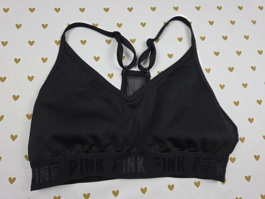 Victorias Secret Pink Black Active Sports Bra SMALL  Bralette Bra Top Tank