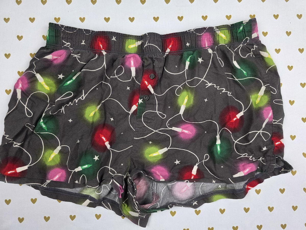 Victorias Secret PINK Christmas Lights XS Sleep Shorts Boxers Pajama Bottoms