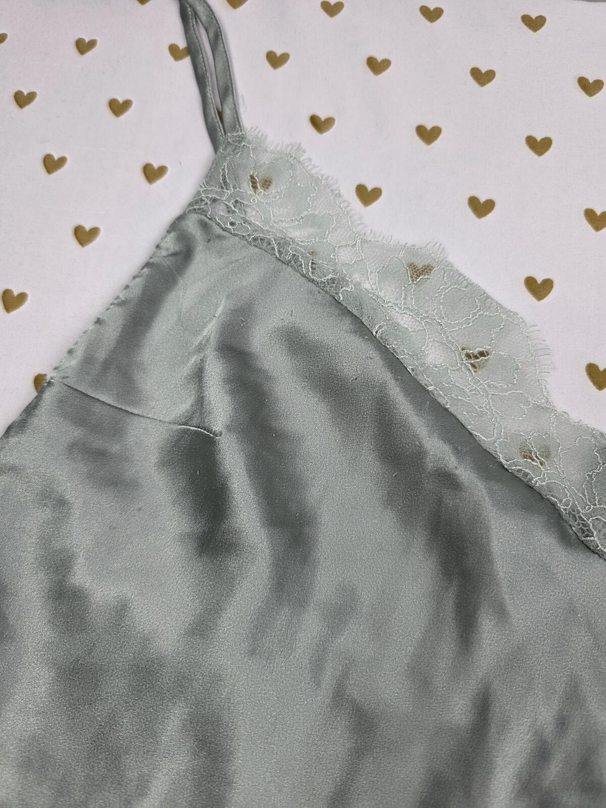 Victorias Secret Grey Satin Slip Dress Lingerie Nightie Medium