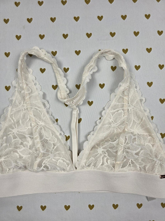 Victorias Secret Pink White Lace Small Bralette Bra Top Tank